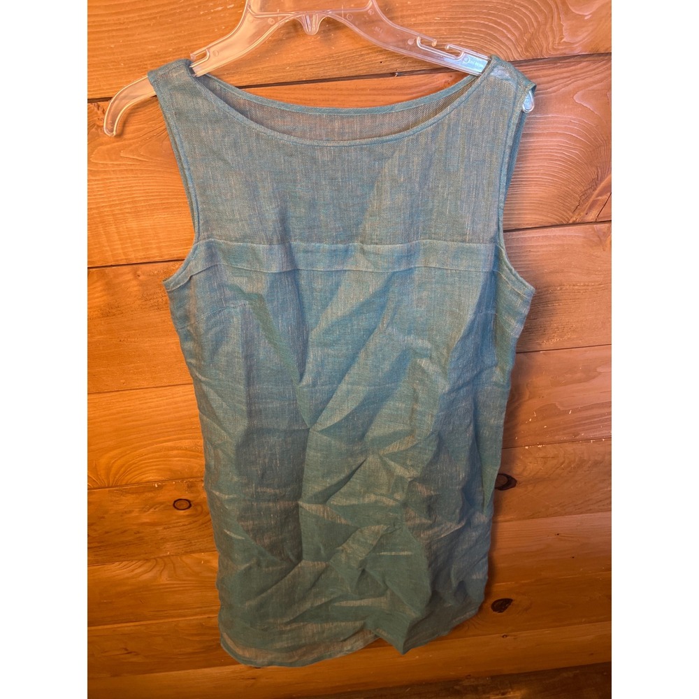 Maggy London Women's Sleeveless Linen Dress, Blue Aqua Teal, Size 10 Midi